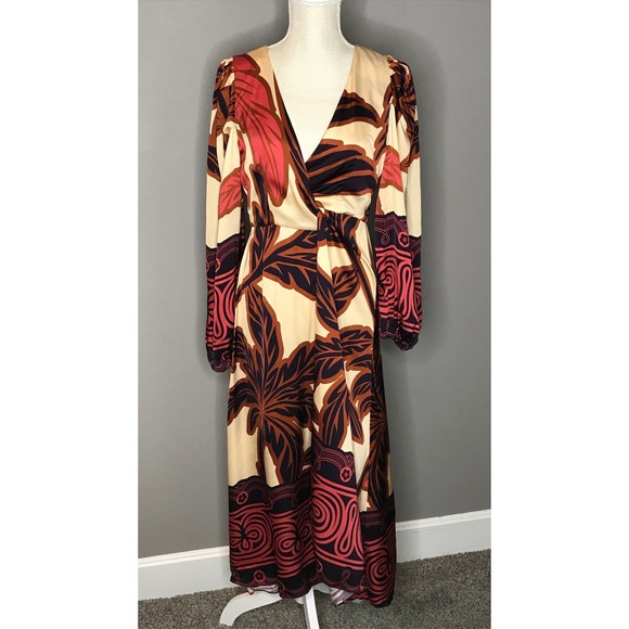 Anthropologie x Eugenia Fernandez V-Neck‎ Long-Sleeve Printed Midi Dress Small - Picture 5 of 10